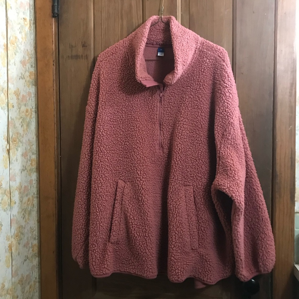 Old Navy Rose Fleece XXXL Quarter Zip Jacket